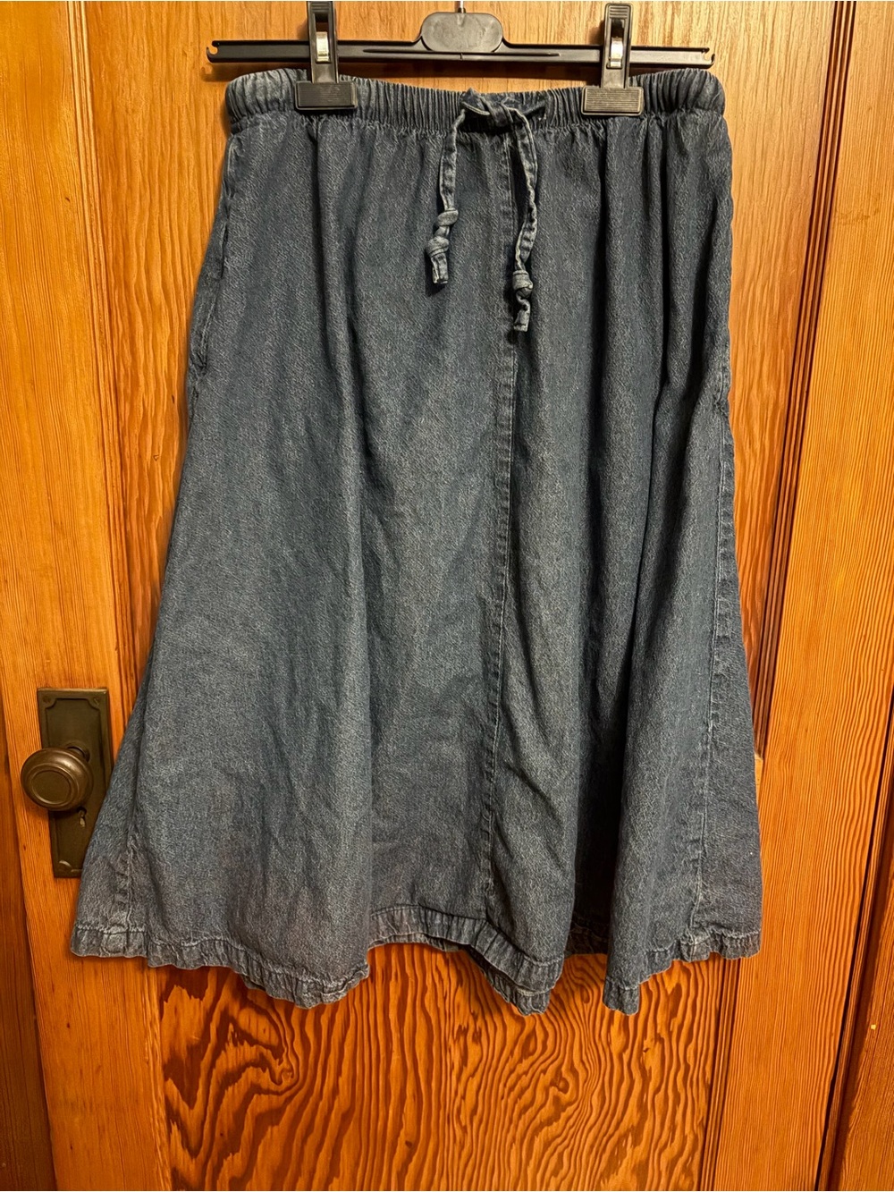 Woman Within Blue A-Line Denim Drawstring Skirt